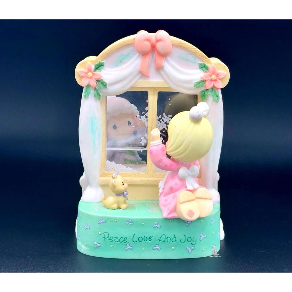 🎀 Precious Moments Christmas Window Figurine | Holiday Scene w Dog | Limited Ed